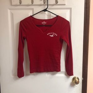 red fitted hollister long sleeve